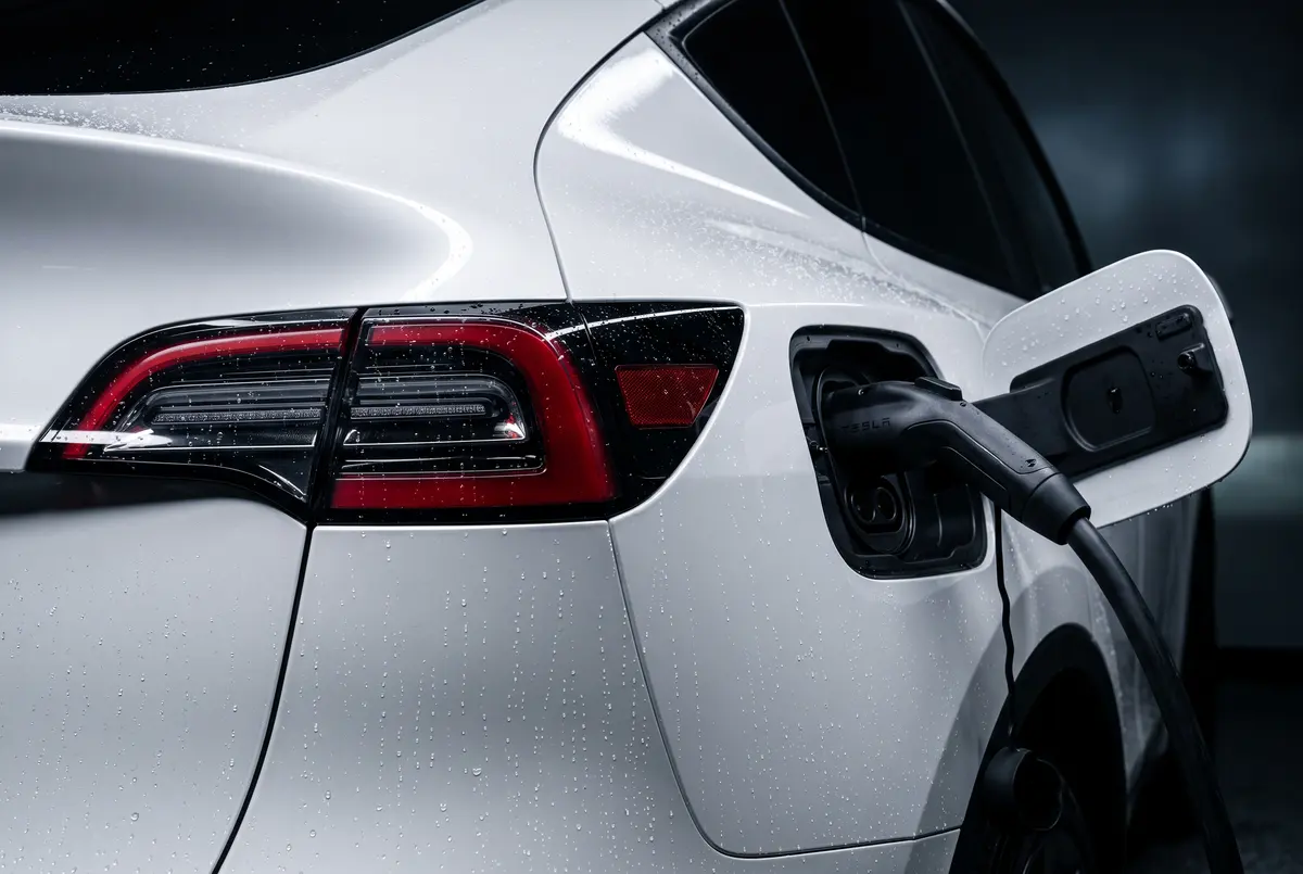Detail van een Tesla